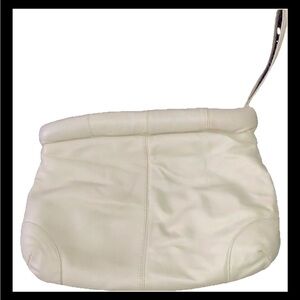 Vintage Brenalini by Jonotti Cream Leather Purse Wristlet Made In Korea 11”x9”